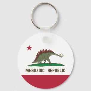 Flagge der Mesozoen Republik Kalifornien Stegosaur Schlüsselanhänger