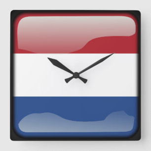 Flagge der Niederlande Quadratische Wanduhr