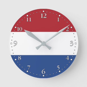 Flagge der Niederlande Runde Wanduhr