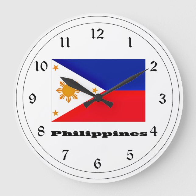 Flagge der Philippinen Große Wanduhr (Vorderseite)