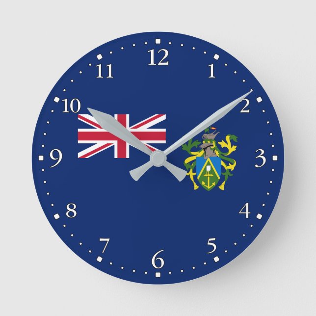 Flagge der Pitcairn-Inseln Runde Wanduhr (Vorderseite)