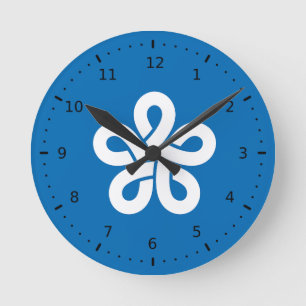 Flagge der Präfektur Fukuoka, Japan Runde Wanduhr