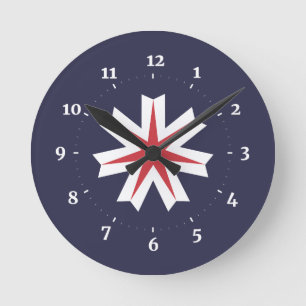 Flagge der Präfektur Hokkaido, Japan Runde Wanduhr