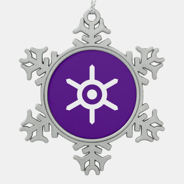 Flagge der Präfektur Tokio, Japan Schneeflocken Zinn-Ornament (Vorderseite)