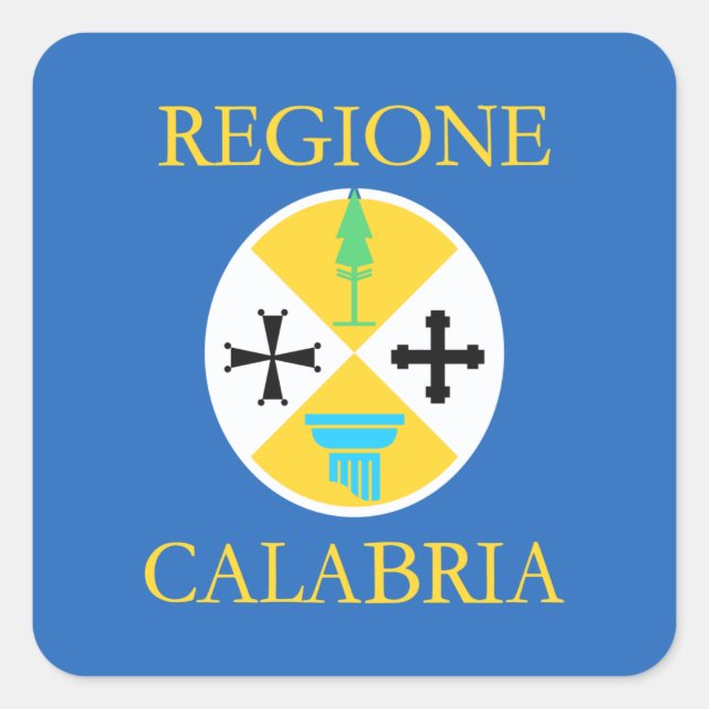 Flagge der Provinz Kalabrien Quadratischer Aufkleber (Vorderseite)