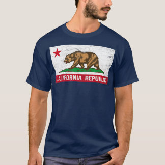 Flagge der Republik Kalifornien CA gestörtes Desig T-Shirt