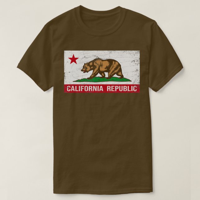Flagge der Republik Kalifornien CA gestörtes Desig T-Shirt (Design vorne)