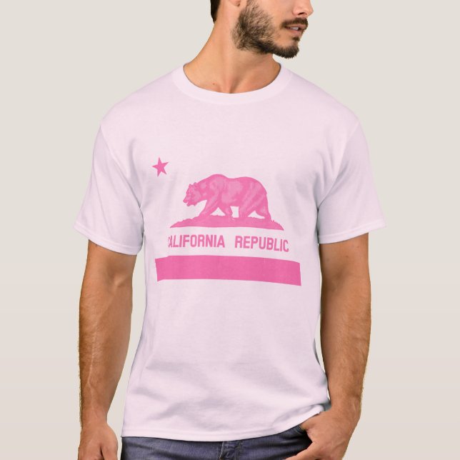 Flagge der Republik Kalifornien (Rosa) T-Shirt (Vorderseite)