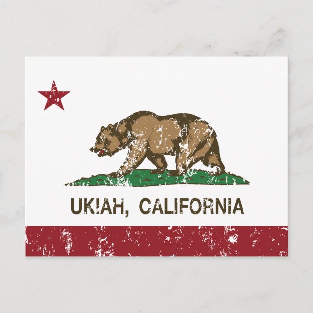 Flagge der Republik Kalifornien Ukiah Postkarte (Vorderseite)