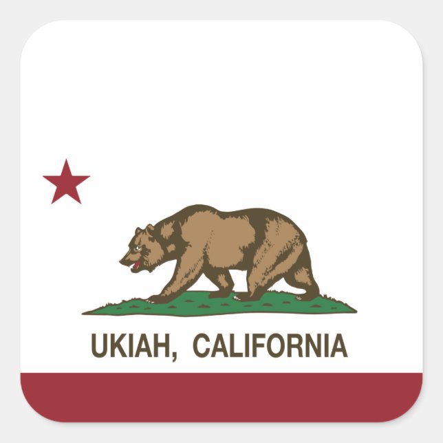 Flagge der Republik Kalifornien Ukiah Quadratischer Aufkleber (Vorderseite)