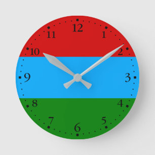 Flagge der Republik Karelien Runde Wanduhr