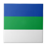Flagge der Republik Komi Fliese<br><div class="desc">Patriotische Flagge der Republik Komi.</div>
