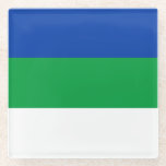 Flagge der Republik Komi Glasuntersetzer<br><div class="desc">Patriotische Flagge der Republik Komi.</div>