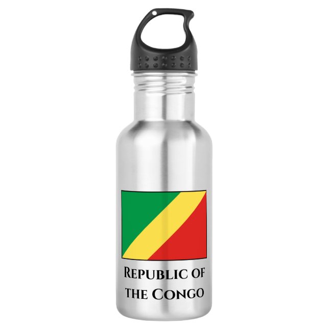 Flagge der Republik Kongo Edelstahlflasche (Vorderseite)