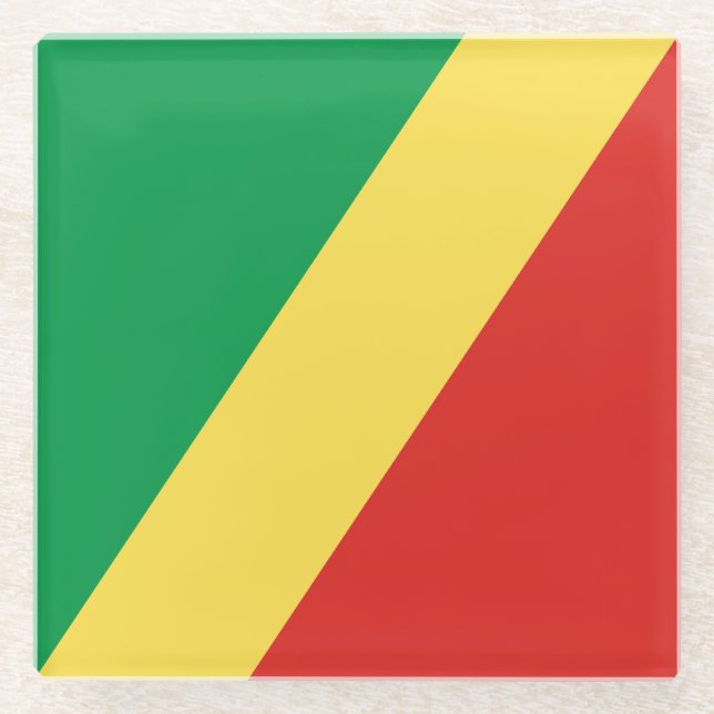 Flagge der Republik Kongo Glasuntersetzer (Vorderseite)