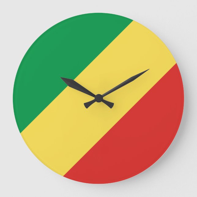 Flagge der Republik Kongo Große Wanduhr (Vorderseite)