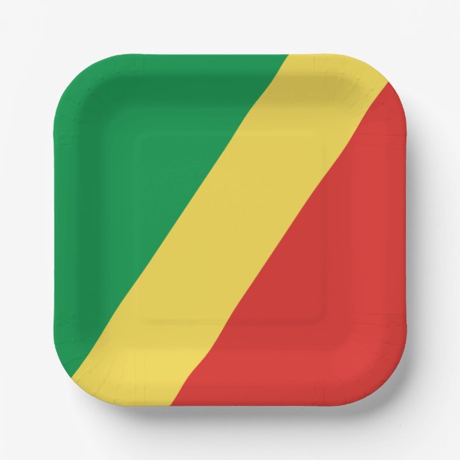 Flagge der Republik Kongo Pappteller (Vorderseite)