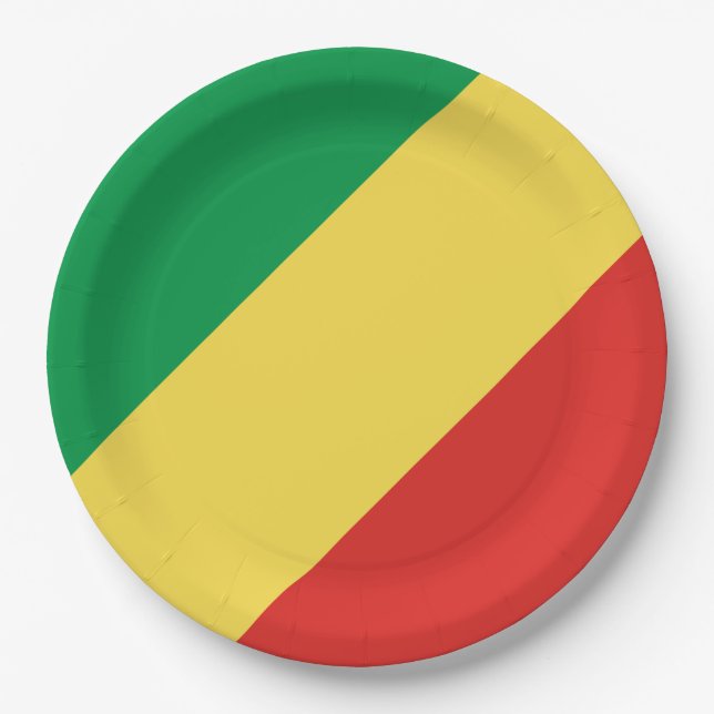 Flagge der Republik Kongo Pappteller (Vorderseite)