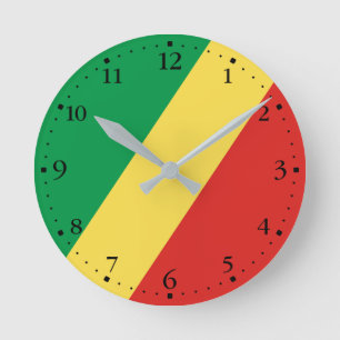 Flagge der Republik Kongo Runde Wanduhr