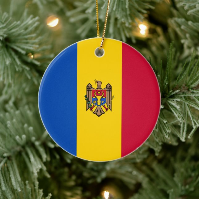 Flagge der Republik Moldau Keramik Ornament (Baum)
