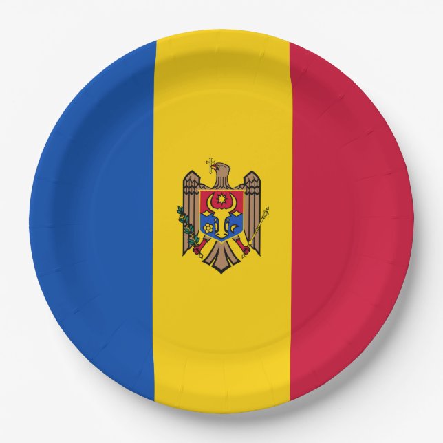 Flagge der Republik Moldau Pappteller (Vorderseite)