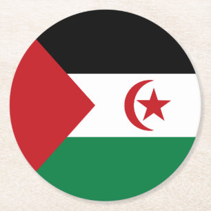 Flagge der Sahrawi Arabischen Demokratischen Repub Runder Pappuntersetzer