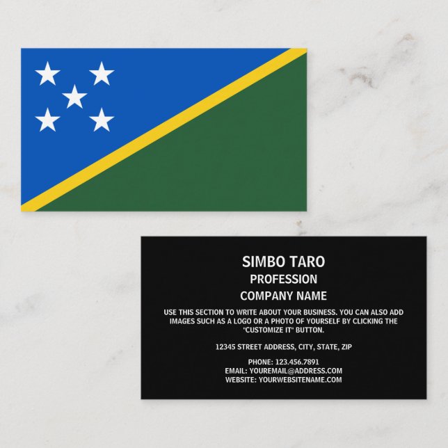 Flagge der Salomonen, Flagge der Salomonen Visitenkarte (Vorne/Hinten)
