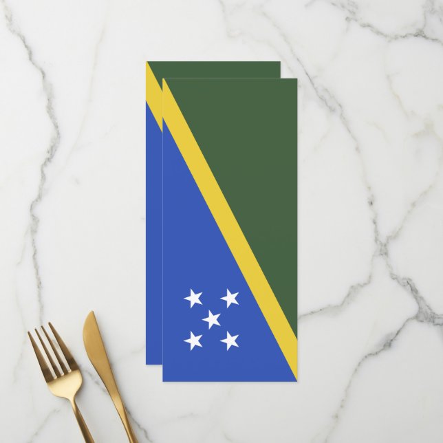 Flagge der Salomonen Menükarte (Vorderseite/Rückseite Beispiel)