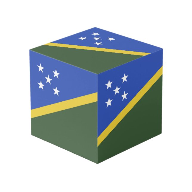Flagge der Salomonen Würfel (Vorderseite Schrägansicht)