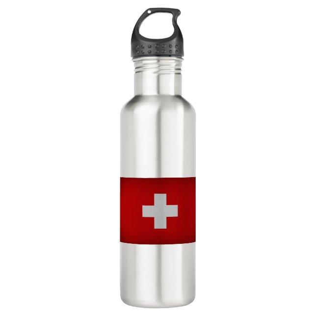 Flagge der Schweiz Edelstahlflasche (Vorderseite)
