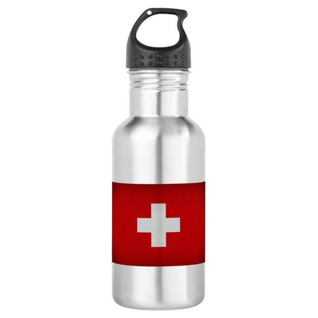 Flagge der Schweiz Edelstahlflasche (Vorderseite)