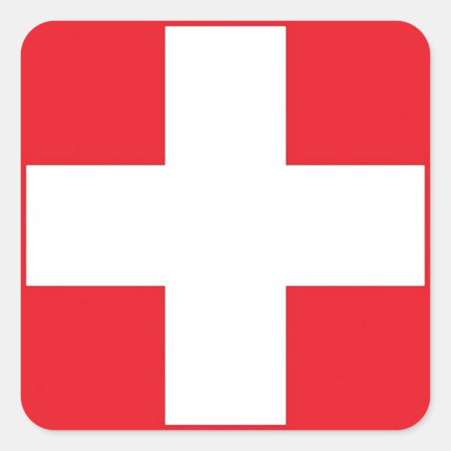 Flagge der Schweiz Quadratischer Aufkleber (Vorderseite)