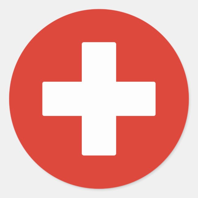 Flagge der Schweiz Runder Aufkleber (Vorderseite)