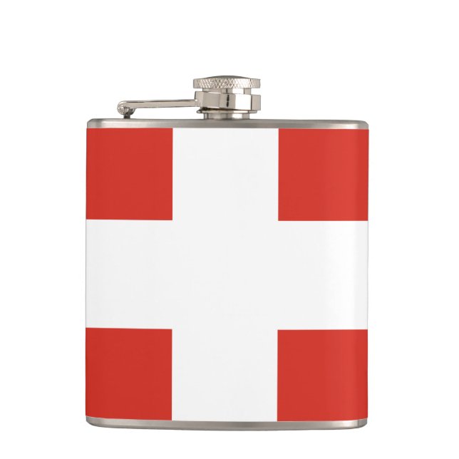 Flagge der Schweiz Vinyl Wrapped Flask Flachmann (Vorderseite)