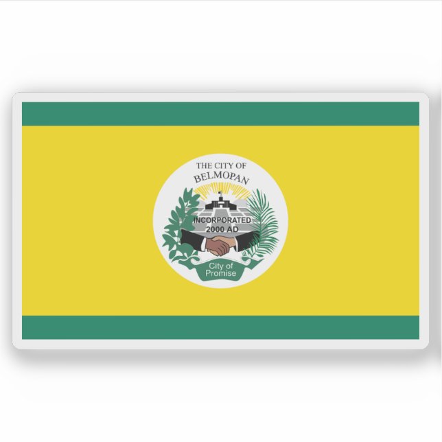 Flagge der Stadt Belmopan, Belize Aufkleber (Vorderseite)