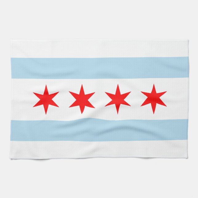 Flagge der Stadt Chicago Illinois Handtuch (Horizontal)