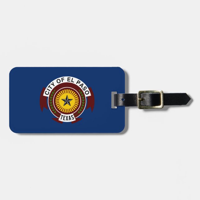 Flagge der Stadt El Paso, Gepäckmarke Texas Gepäckanhänger (Vorderseite horizontal)