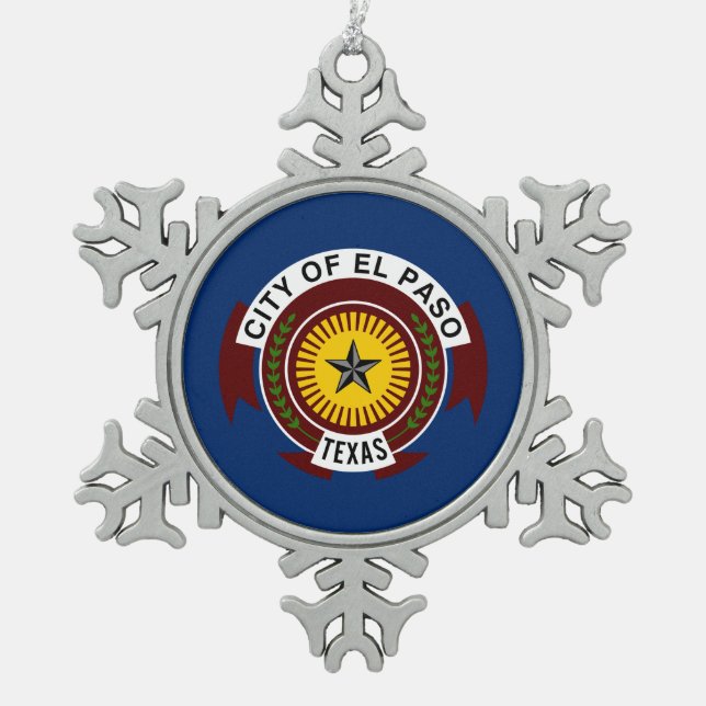 Flagge der Stadt El Paso, Texas Schneeflocken Zinn-Ornament (Vorderseite)