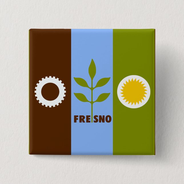 Flagge der Stadt Fresno, Kalifornien Button (Vorderseite)