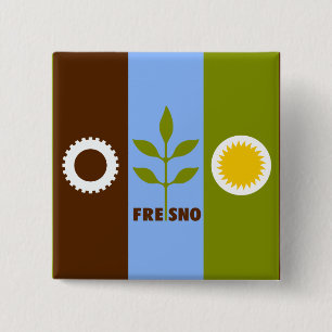 Flagge der Stadt Fresno, Kalifornien Button