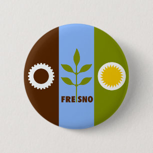 Flagge der Stadt Fresno, Kalifornien Pinback-Butto Button