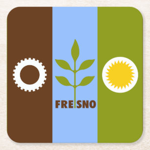 Flagge der Stadt Fresno, Kalifornien Rechteckiger Pappuntersetzer