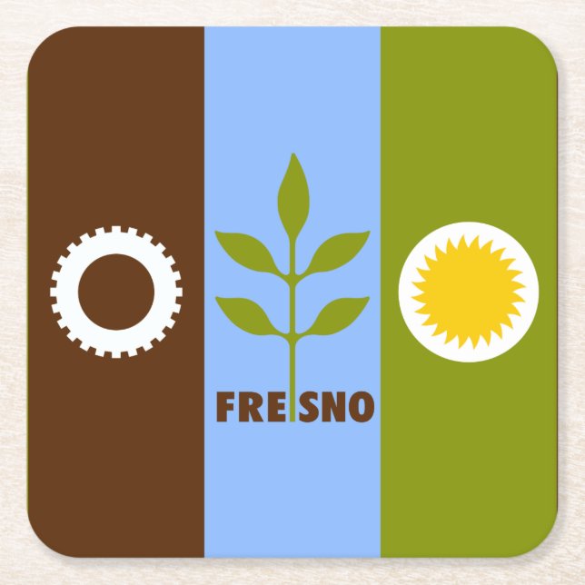 Flagge der Stadt Fresno, Kalifornien Rechteckiger Pappuntersetzer (Vorderseite)