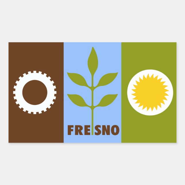 Flagge der Stadt Fresno, Kalifornien Rechteckiger  Rechteckiger Aufkleber (Vorderseite)
