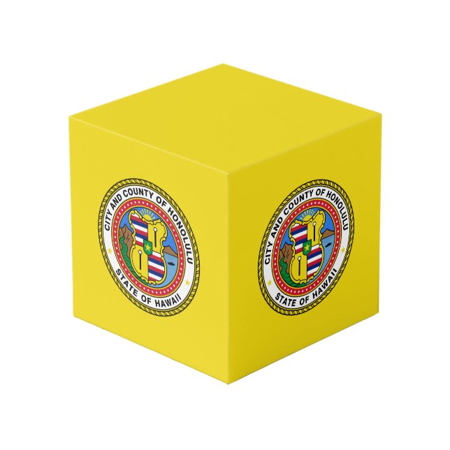 Flagge der Stadt Honolulu, Hawaii Cube Würfel (Vorderseite Schrägansicht)