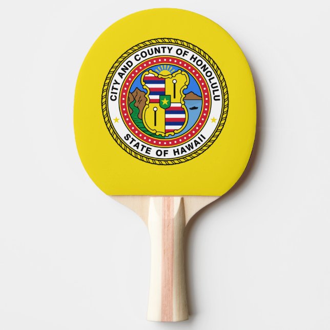 Flagge der Stadt Honolulu, Hawaii Ping-Pong Paddle Tischtennis Schläger (Vorderseite)