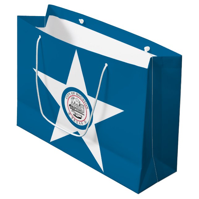 Flagge der Stadt Houston, Texas Große Geschenktasc Große Geschenktüte (Vorderseite Schrägansicht)