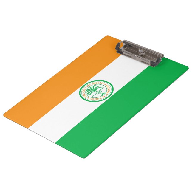 Flagge der Stadt Miami (Florida) Klemmbrett (Schrägansicht)