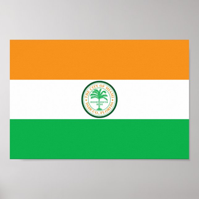 Flagge der Stadt Miami Poster (Vorne)