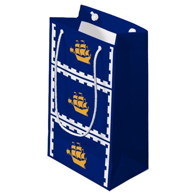 Flagge der Stadt Quebec kleine Geschenktasche Kleine Geschenktüte (Vorderseite Schrägansicht)